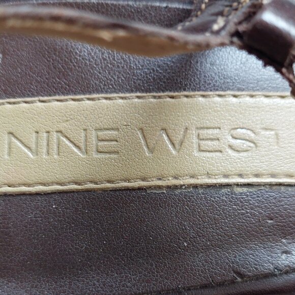 Nine West Slingback Solid Women's Leather Upper Heels Sandals, Size 7.4 - Picture 6 of 8